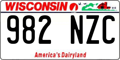 WI license plate 982NZC