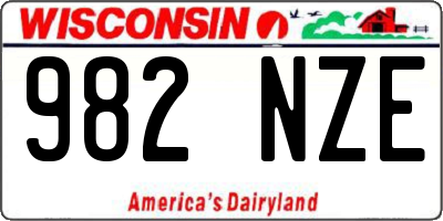 WI license plate 982NZE