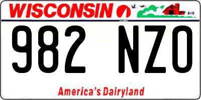 WI license plate 982NZO