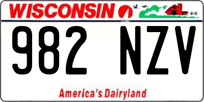 WI license plate 982NZV