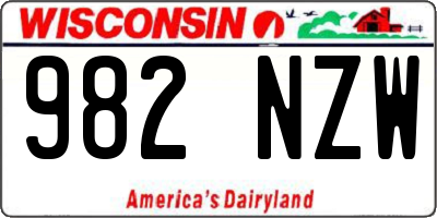 WI license plate 982NZW