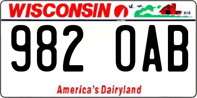 WI license plate 982OAB