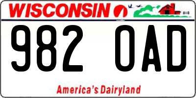 WI license plate 982OAD