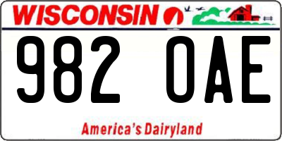 WI license plate 982OAE