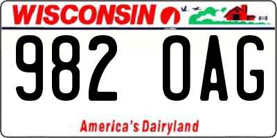 WI license plate 982OAG