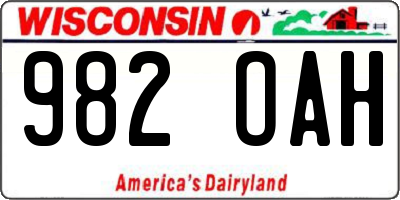 WI license plate 982OAH