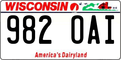 WI license plate 982OAI