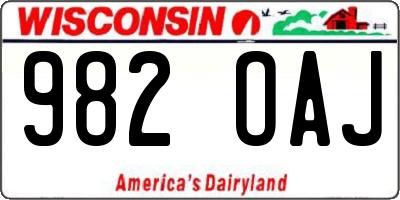 WI license plate 982OAJ