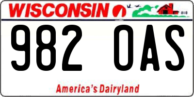 WI license plate 982OAS