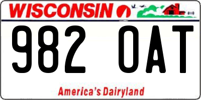 WI license plate 982OAT