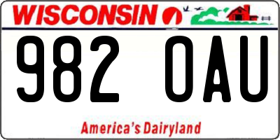WI license plate 982OAU