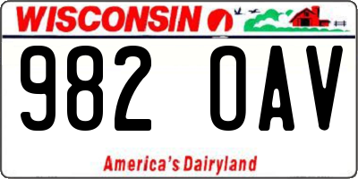 WI license plate 982OAV