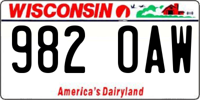 WI license plate 982OAW