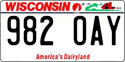 WI license plate 982OAY