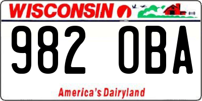 WI license plate 982OBA