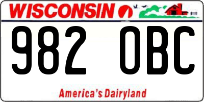 WI license plate 982OBC