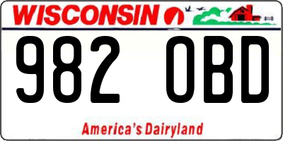WI license plate 982OBD