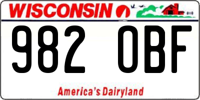 WI license plate 982OBF