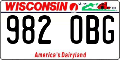 WI license plate 982OBG