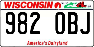 WI license plate 982OBJ