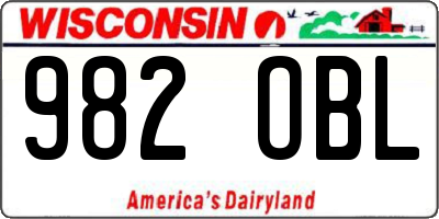 WI license plate 982OBL