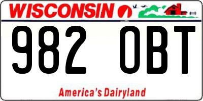 WI license plate 982OBT