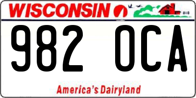 WI license plate 982OCA