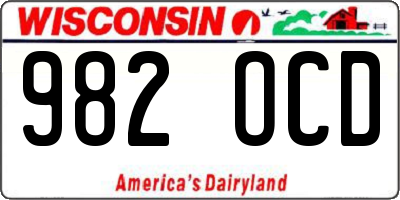 WI license plate 982OCD