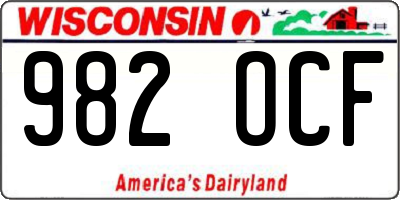 WI license plate 982OCF