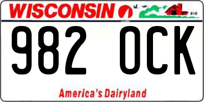 WI license plate 982OCK