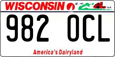 WI license plate 982OCL