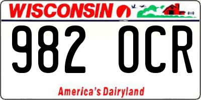 WI license plate 982OCR