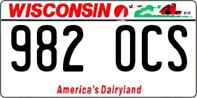 WI license plate 982OCS