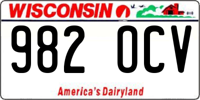 WI license plate 982OCV