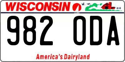 WI license plate 982ODA