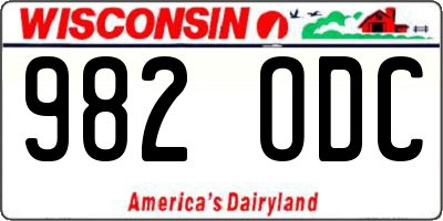 WI license plate 982ODC