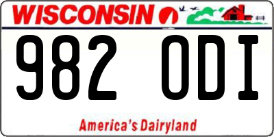 WI license plate 982ODI