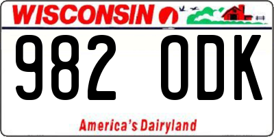 WI license plate 982ODK
