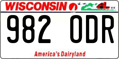 WI license plate 982ODR