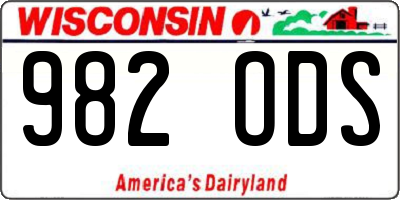 WI license plate 982ODS