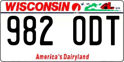 WI license plate 982ODT