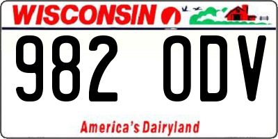 WI license plate 982ODV