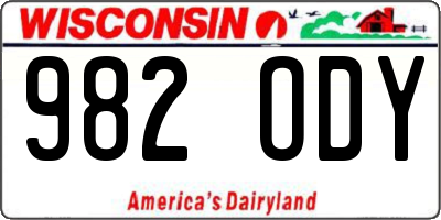 WI license plate 982ODY