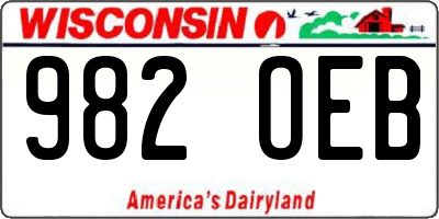 WI license plate 982OEB
