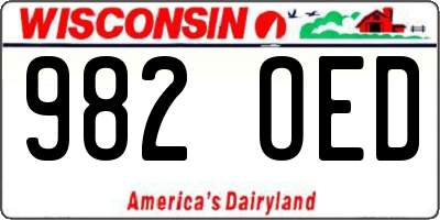 WI license plate 982OED