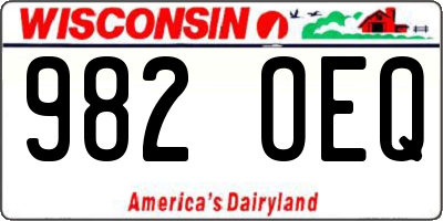 WI license plate 982OEQ