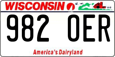 WI license plate 982OER