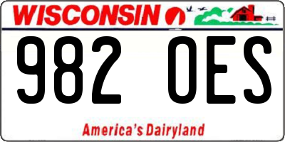 WI license plate 982OES