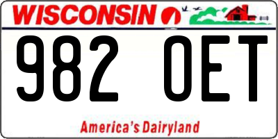 WI license plate 982OET