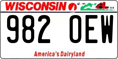WI license plate 982OEW